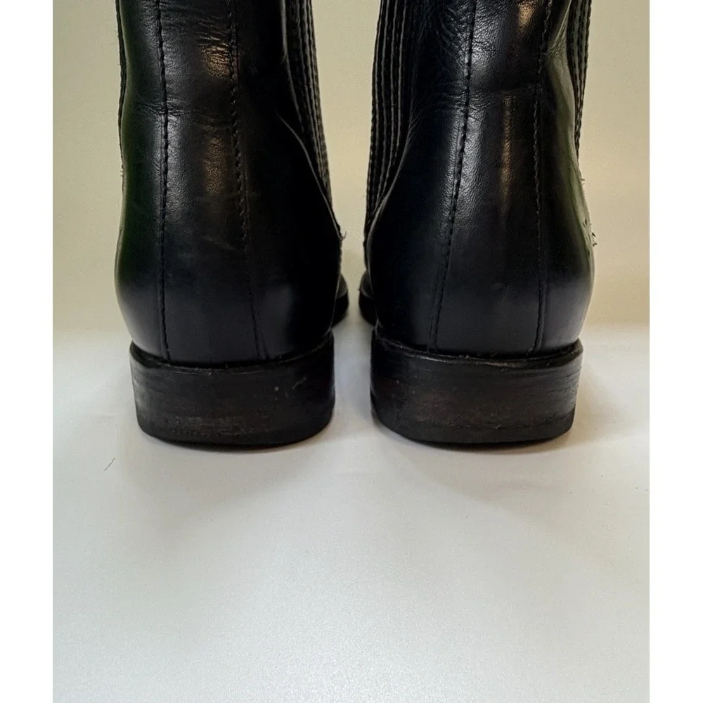 FRYE Women's Pippa Moto Chelsea Boot Leather pull on Black 7.5 B Broken In Edgy